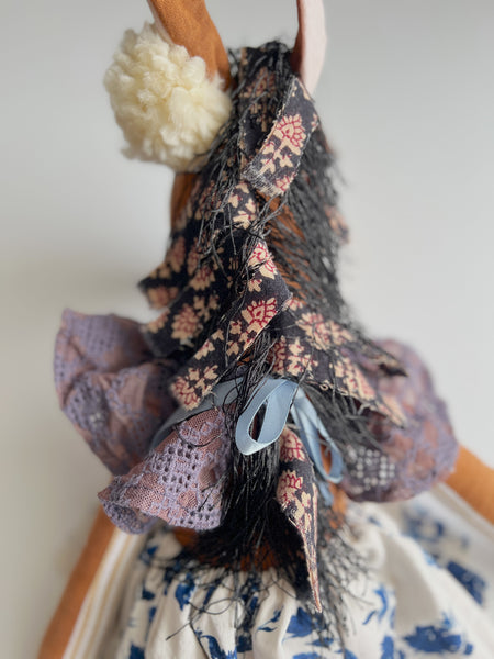 Wonder-Filled Bespoke Horse Doll // Indigo Floral - DaintyCheeks