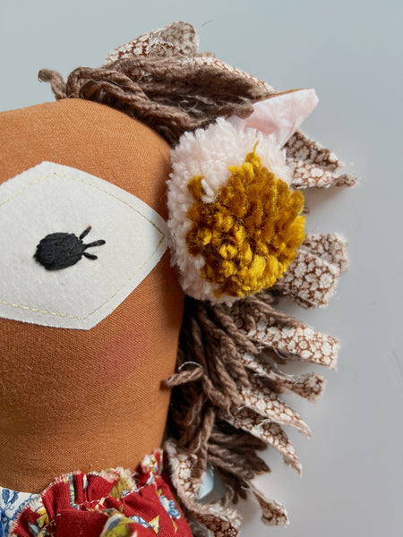 Wonder-Filled Bespoke Horse Doll // Vintage Blue & Crimson Floral