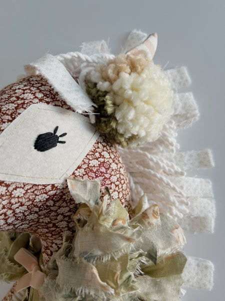 Wonder-Filled Bespoke Horse Doll // Vintage Sage Floral