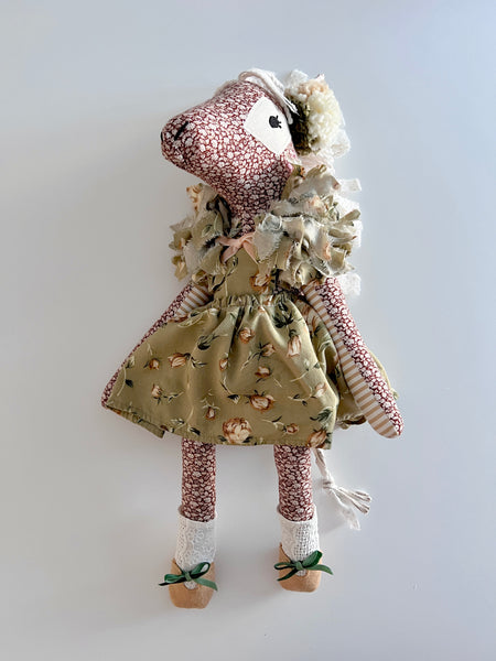 Wonder-Filled Bespoke Horse Doll // Vintage Sage Floral