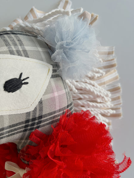 Wonder-Filled Bespoke Horse Doll // Red & Blue Heart Floral - DaintyCheeks