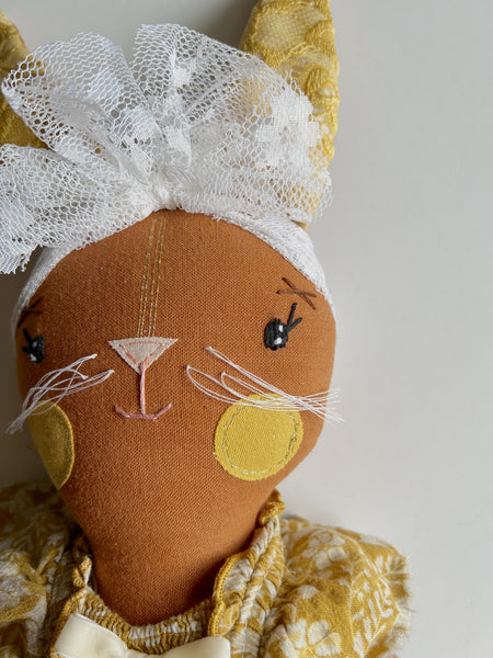 Wonder-Filled Garden Hare Bespoke Doll // Daffodil Stripe