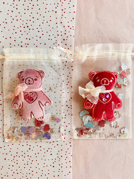 Valentine Velvet Pocket Teddy Bear