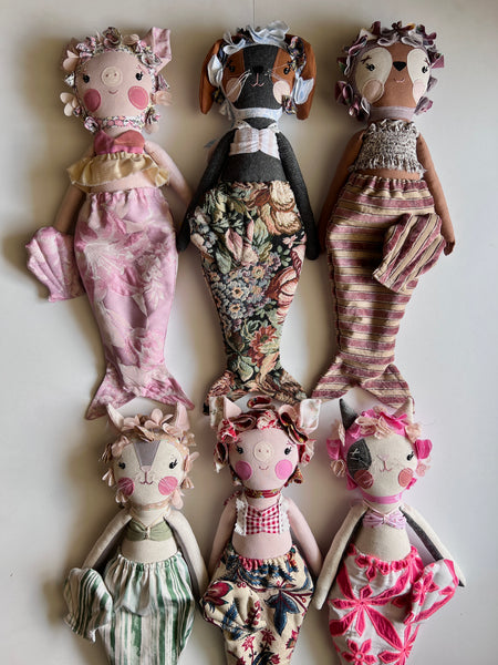 Bespoke Ocean Darling Pig Art Doll Set // Golden Sunset
