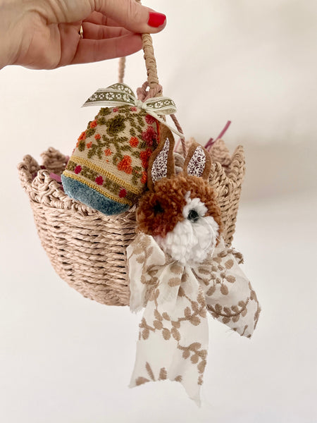 Vintage Upholstery Fabergé Egg Basket Charm