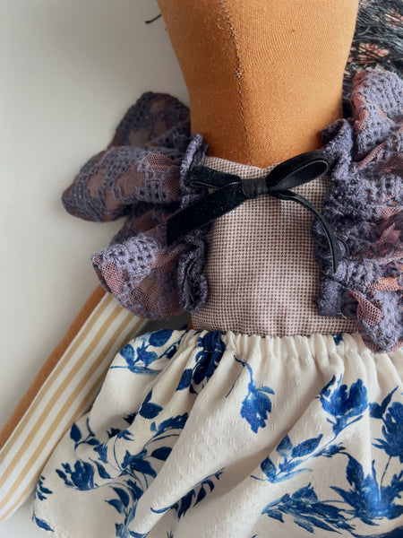 Wonder-Filled Bespoke Horse Doll // Indigo Floral - DaintyCheeks