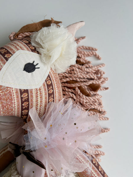 Wonder-Filled Bespoke Horse Doll // Blush Garden Floral Stripe - DaintyCheeks