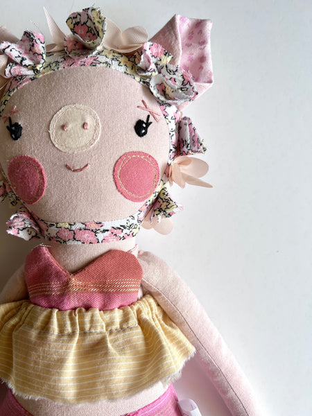 Bespoke Ocean Darling Pig Art Doll Set // Golden Sunset