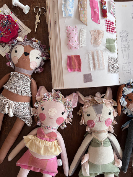 Bespoke Ocean Darling Pig Art Doll Set // Golden Sunset