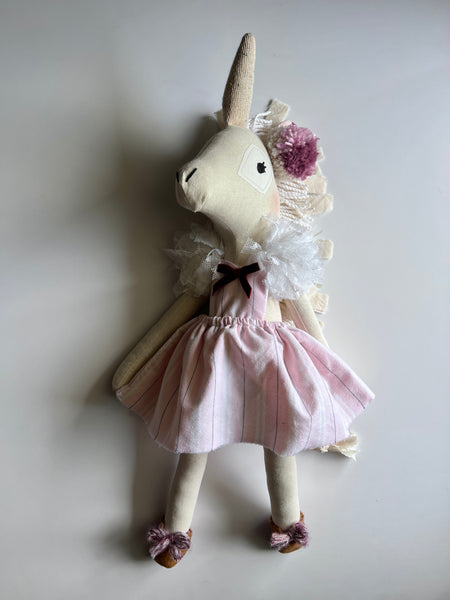 Wonder-Filled Bespoke Unicorn Doll // Soft Stripe