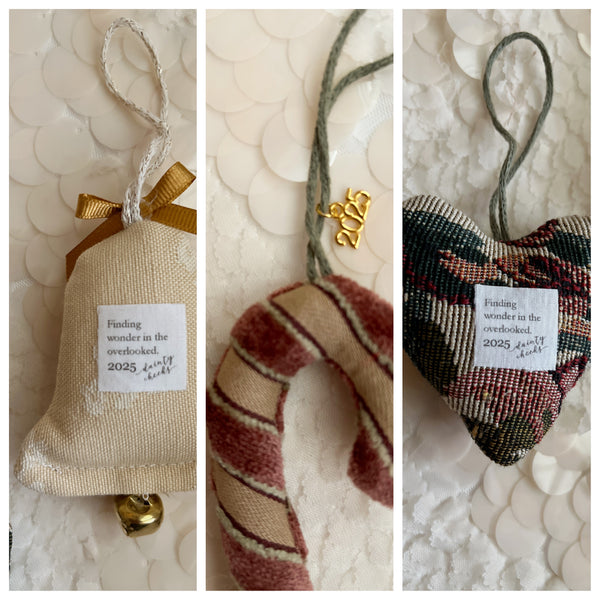 90's Nostalgic Holiday Set// Vintage Upholstery Ornament Set