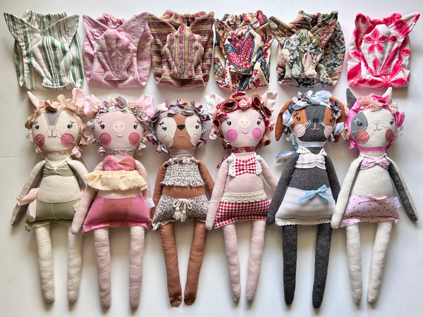 Bespoke Ocean Darling Pig Art Doll Set // Golden Sunset