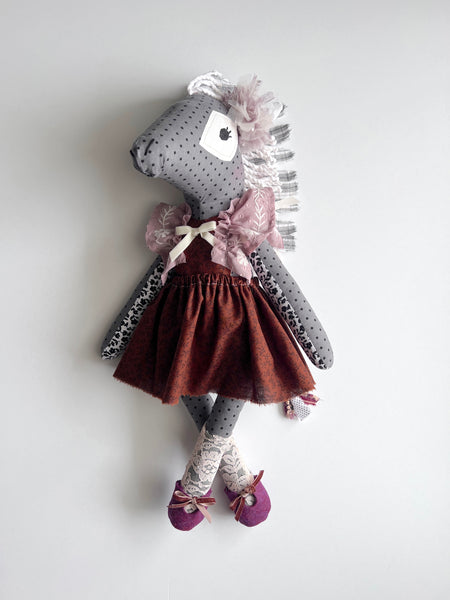 Wonder-Filled Bespoke Horse Doll // Lilac & Chocolate Floral