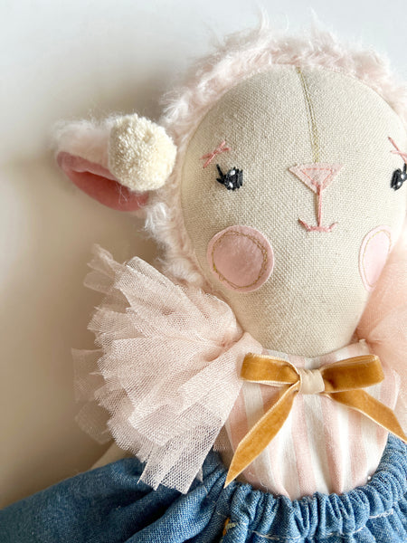 Wonder-Filled Bespoke Lamb // Pink & Indigo Floral Embroidered