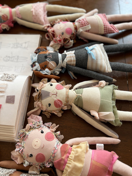 Bespoke Ocean Darling Pig Art Doll Set // Golden Sunset