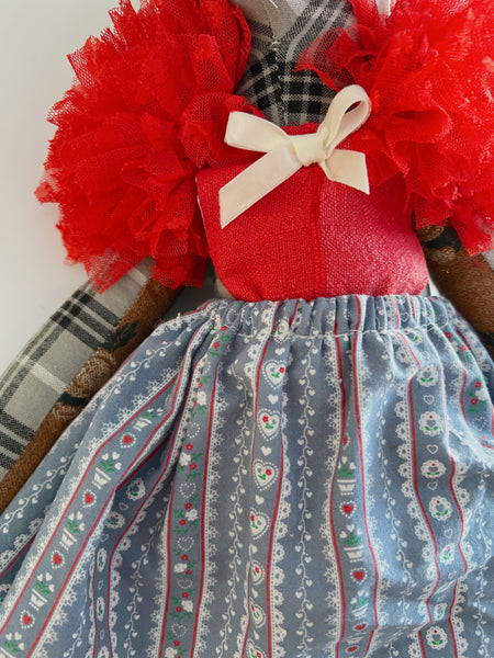 Wonder-Filled Bespoke Horse Doll // Red & Blue Heart Floral - DaintyCheeks