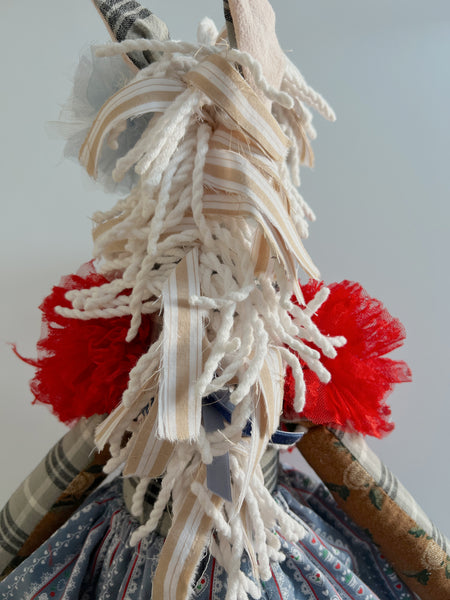 Wonder-Filled Bespoke Horse Doll // Red & Blue Heart Floral - DaintyCheeks