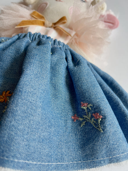 Wonder-Filled Bespoke Lamb // Pink & Indigo Floral Embroidered