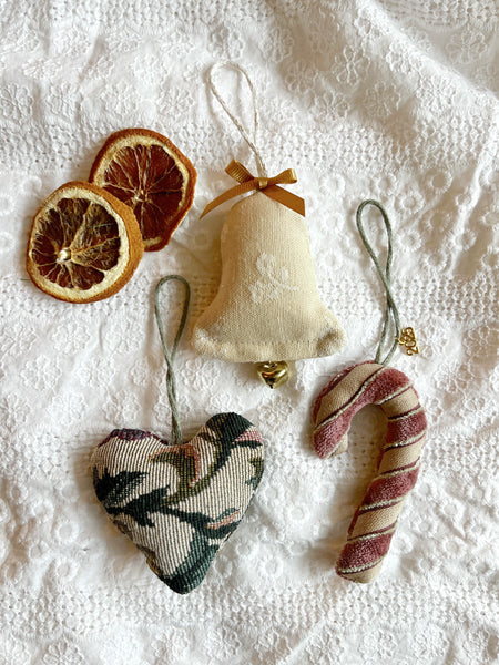 90's Nostalgic Holiday Set// Vintage Upholstery Ornament Set