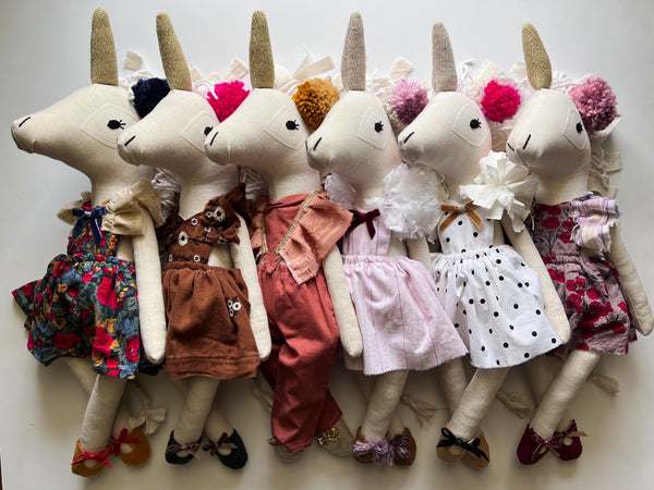 Wonder-Filled Bespoke Unicorn Doll // Brown Embroidered
