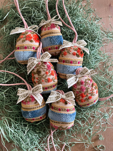 Vintage Upholstery Fabergé Egg Basket Charm