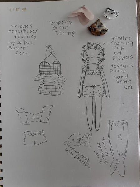 Bespoke Ocean Darling Art Doll Set // Sandcastle