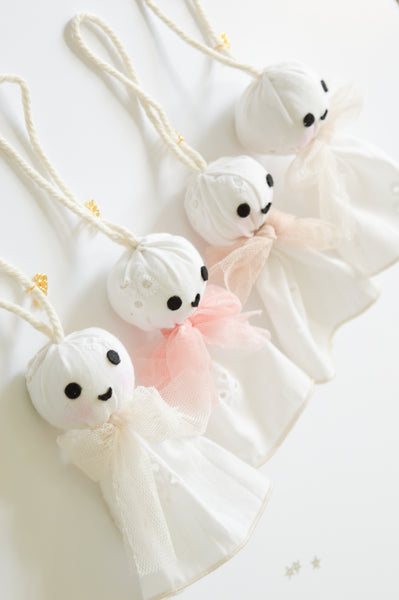 Earth-Tone Eyelet Hanging Ghost Ornament