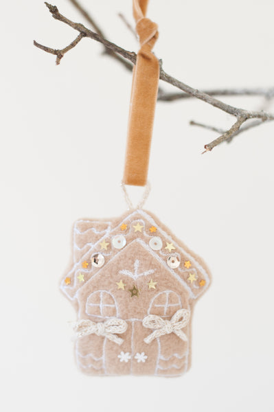 Fuzzy Gingerbread House Ornament