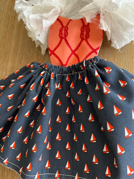 Nautical Eyelet Summer Doll Dress