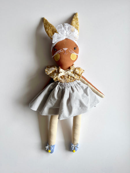 Wonder-Filled Garden Hare Bespoke Doll // Daffodil Stripe