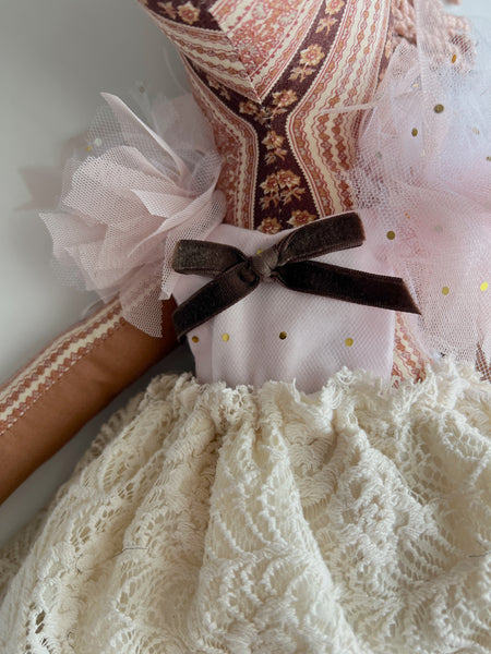 Wonder-Filled Bespoke Horse Doll // Blush Garden Floral Stripe - DaintyCheeks