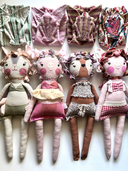 Bespoke Ocean Darling Pig Art Doll Set // Golden Sunset