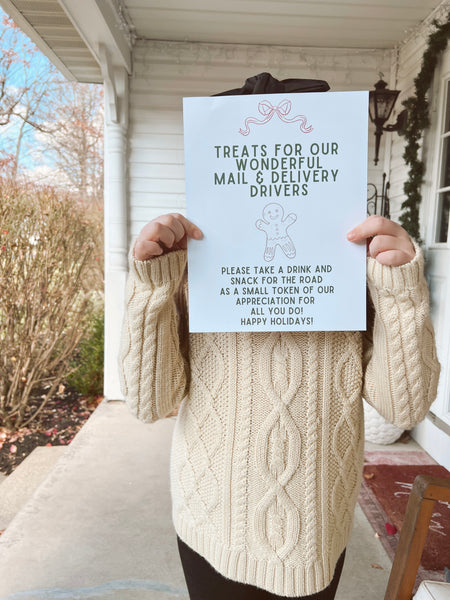 Delivery Driver Treat Sign- Free Printable